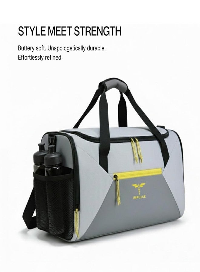 Impulse Urbanfit Silver 33L Gym & Travel Duffle Bag | Waterproof Sports Bag with Shoe Compartment, 5 Separate Pockets, Detachable Shoulder Strap & Durable Zippers - Image 3