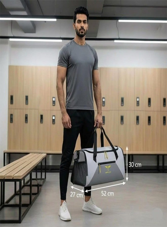 Impulse Urbanfit Silver 33L Gym & Travel Duffle Bag | Waterproof Sports Bag with Shoe Compartment, 5 Separate Pockets, Detachable Shoulder Strap & Durable Zippers - Image 2