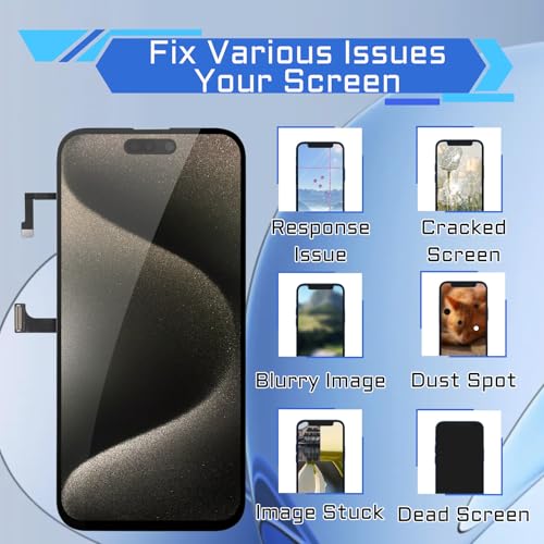 DGSCSMY for iPhone 15 Pro Max Screen Replacement 6.7" LCD Display Digitizer with Front Speaker Waterproof Adhesive Sticker 3D Touch Full Assembly Repair Fix Tools Kit A3106 A2849 A3105 A3108 - Image 4