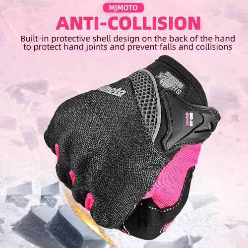 mjmoto Motorcycle Gloves Mesh Breathable, Touchscreen Motorbike Gloves Anti-Slip with Protection for Women Motocross, BMX ATV MTB Cycling, Road Racing Riding (Pink, Small) - Image 4