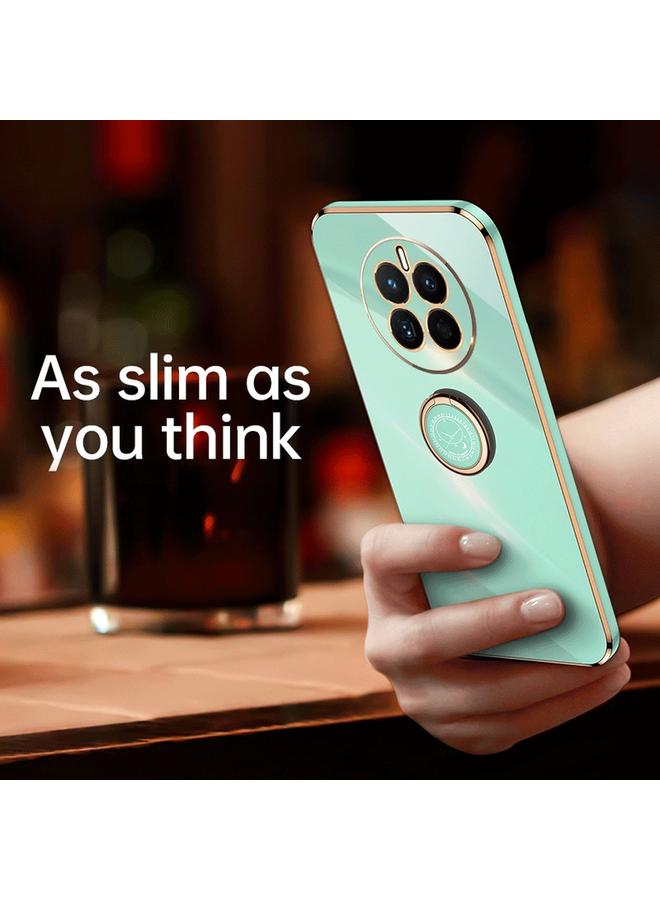S-TOP Case For Huawei Mate 50 XINLI Straight Edge 6D Electroplate TPU Phone Case with Ring Holder - Image 2