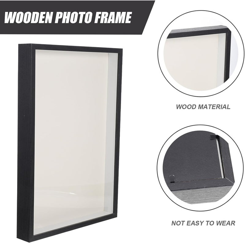 Wooden Photo Frame A3 (29.7x42cm) Black Hollow Wall-mounted and Desk Display Frame Rustic Solid Wood Photo Holder for Home Décor and Office Use - Image 5