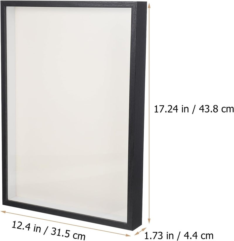 Wooden Photo Frame A3 (29.7x42cm) Black Hollow Wall-mounted and Desk Display Frame Rustic Solid Wood Photo Holder for Home Décor and Office Use - Image 2