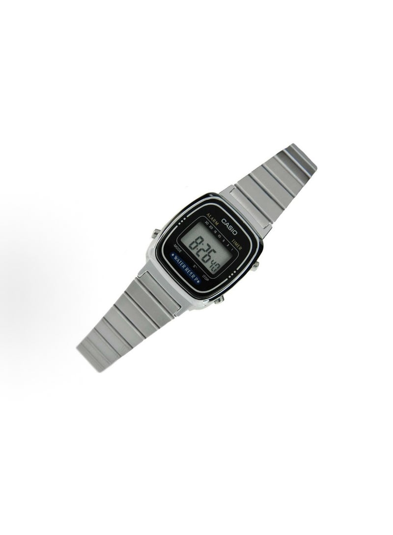 كاسيو ساعة رقمية من الفولاذ المقاوم للصدأ مقاومة للماء للنساء LA-670WA-1D - 25 مم - فضي - Image 2