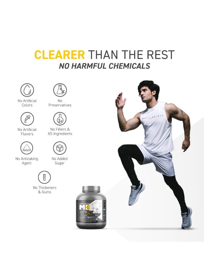 مسل بلايز MuscleBlaze Biozyme Iso-Zero، مسحوق بروتين مصل اللبن المعزول (Whey Isolate) منخفض الكربوهيدرات، بنكهة الشوكولاتة السويسرية والبندق (2 كجم / 4.4 رطل) | 26.4 جم من بروتين مصل اللبن المعزول في كل مكيال | تركيبة معززة للامتصاص (EAF) حاصلة على براءة اختراع من الولايات المتحدة الأمريكية - Image 3