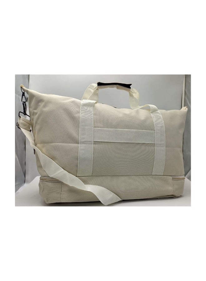 Large Capacity Duffel Bag, Cream Color, Gym Bag, Travel Bag - Image 2