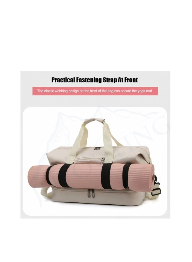 Large Capacity Duffel Bag, Cream Color, Gym Bag, Travel Bag - Image 5