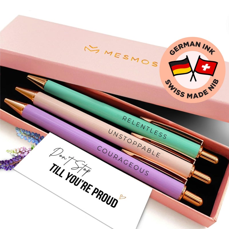 MESMOS Fancy Pen Set - Inspirational Gifts for Women, Office Motivational Writing Pens for Boss Lady, Unique Click Pens for Servers and Promotions - Image 1