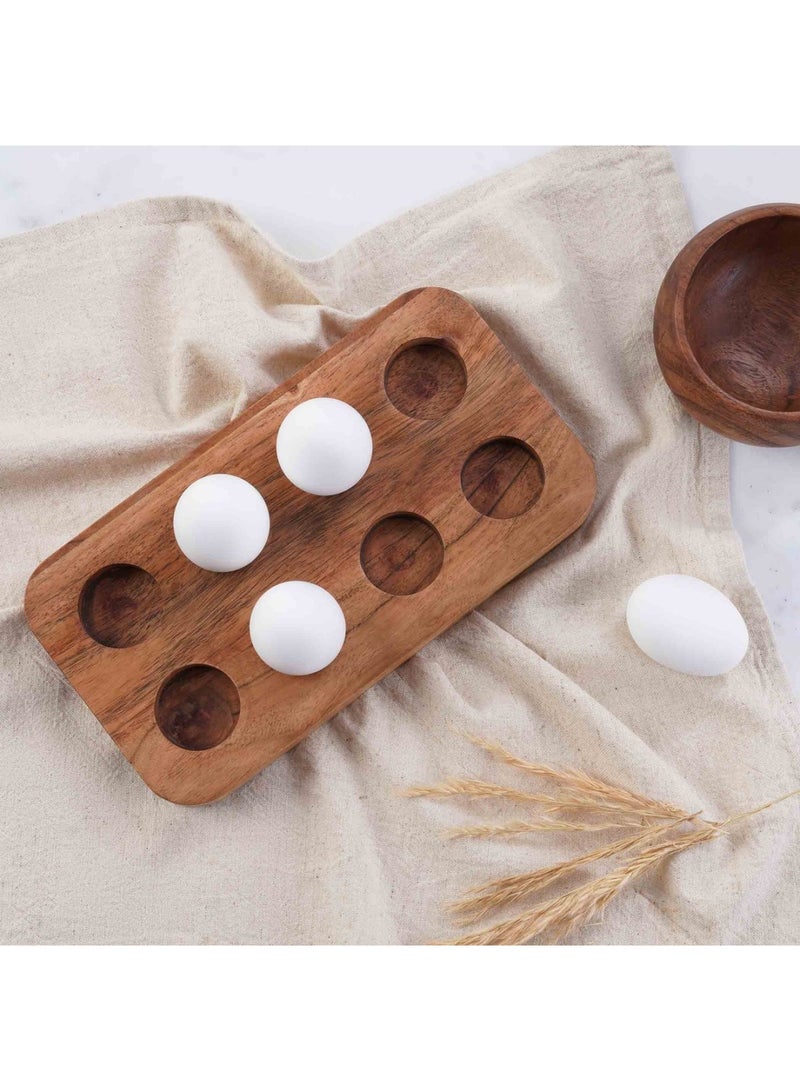 Pan Home صينية بيض رابحة أكاسيا 25x13x2.54 سم - طبيعي - Image 1