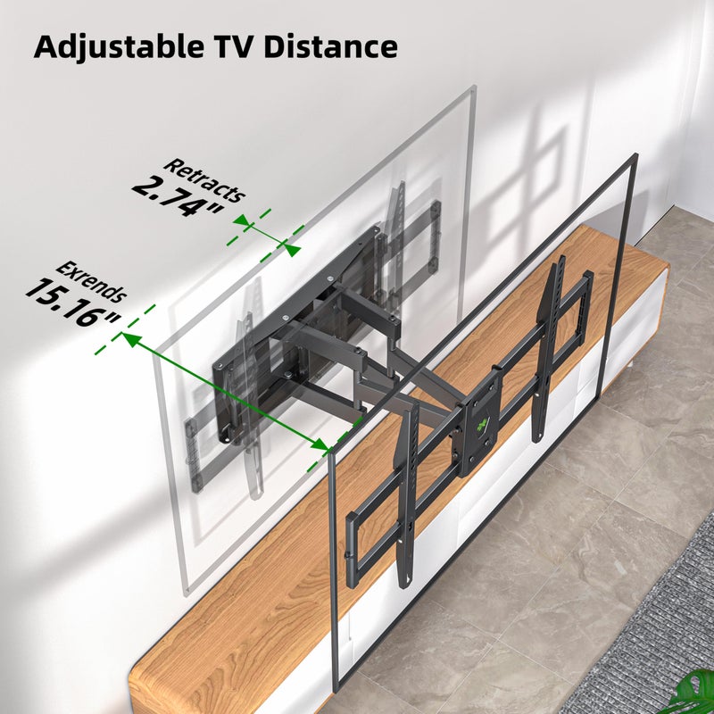 USX MOUNT Full Motion TV Wall Mount for Most 37"-84" Flat Screen TV, Swivel or Tilt TV Wall Bracket with Dual Articulating Arms, for 12"-16" Wood Studs, Max VESA 600x400mm, Load 120 lbs by USX MOUNT - Image 2