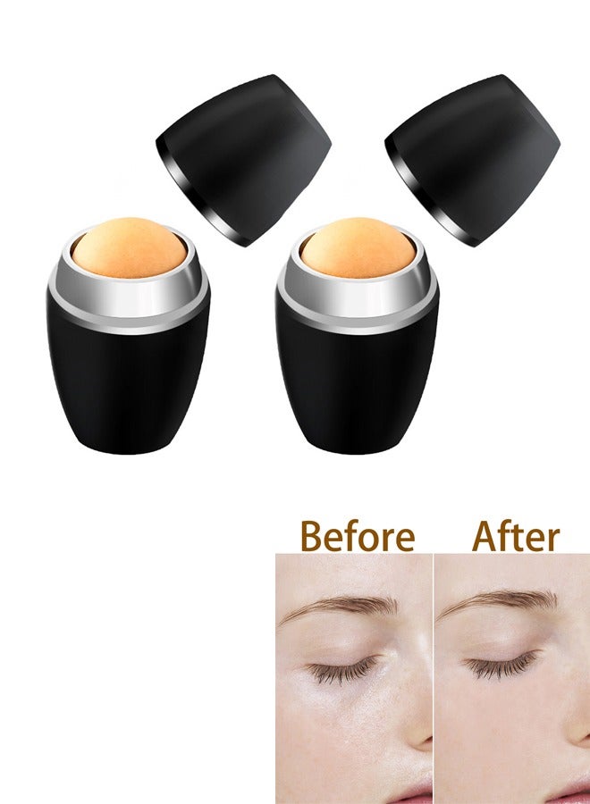 Generic 2 Pcs Oil Absorbing Volcanic Face Roller, Oily Skin Control for Makeup, Reusable Facial Skincare Tool for At-Home or On-the-Go Mini Massage, Black - Image 1