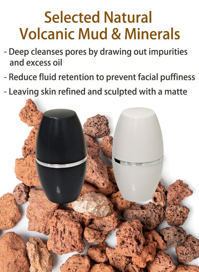 Generic 2 Pcs Oil Absorbing Volcanic Face Roller, Oily Skin Control for Makeup, Reusable Facial Skincare Tool for At-Home or On-the-Go Mini Massage, Black - Image 4