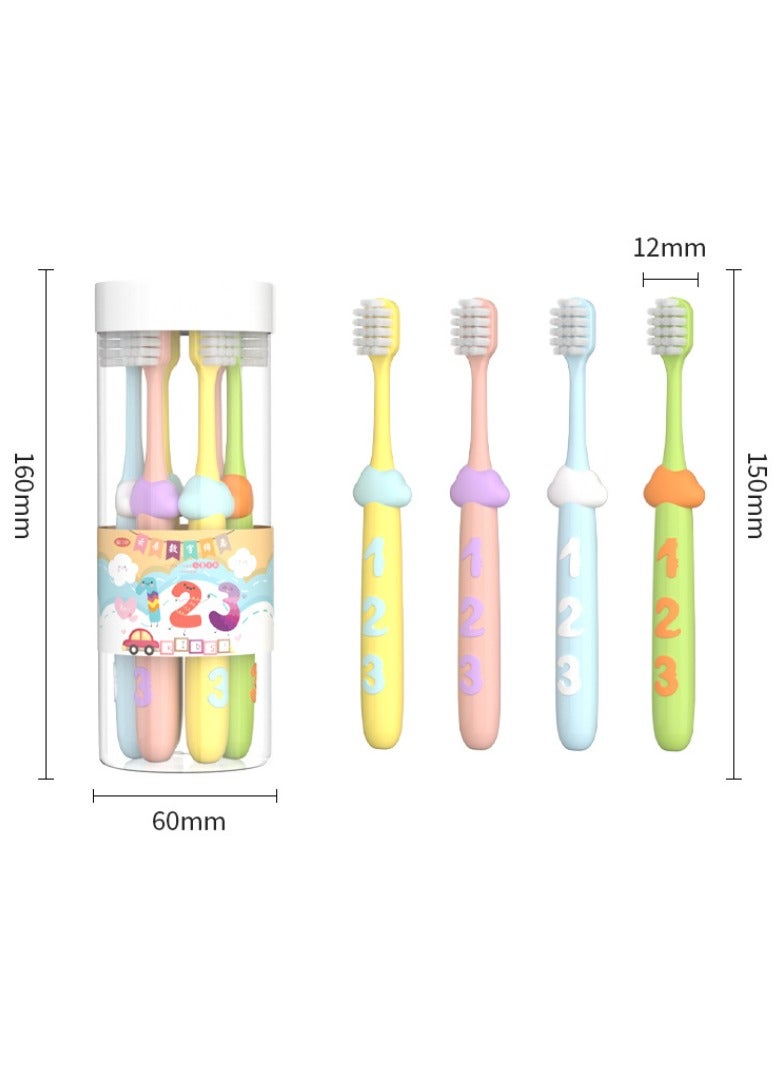 Children's Toothbrush 8-Pack, soft bristled toothbrush suitable for children aged 2-12, cute multi-color male and female toothbrushes, clean children's teeth, hair is not easy to fall off, digital handle, helps babies read  - Image 2