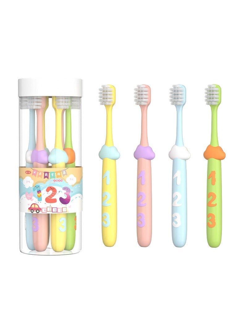 Children's Toothbrush 8-Pack, soft bristled toothbrush suitable for children aged 2-12, cute multi-color male and female toothbrushes, clean children's teeth, hair is not easy to fall off, digital handle, helps babies read  - Image 1