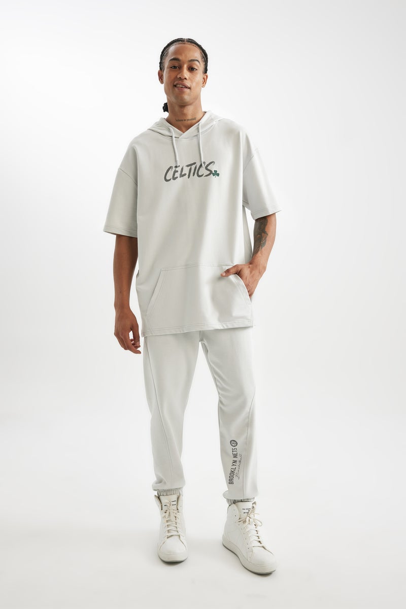 DeFacto Grey Man DeFactoFit NBA Brooklyn Nets Standard Fit Straight Leg Jogger Casual - Image 5