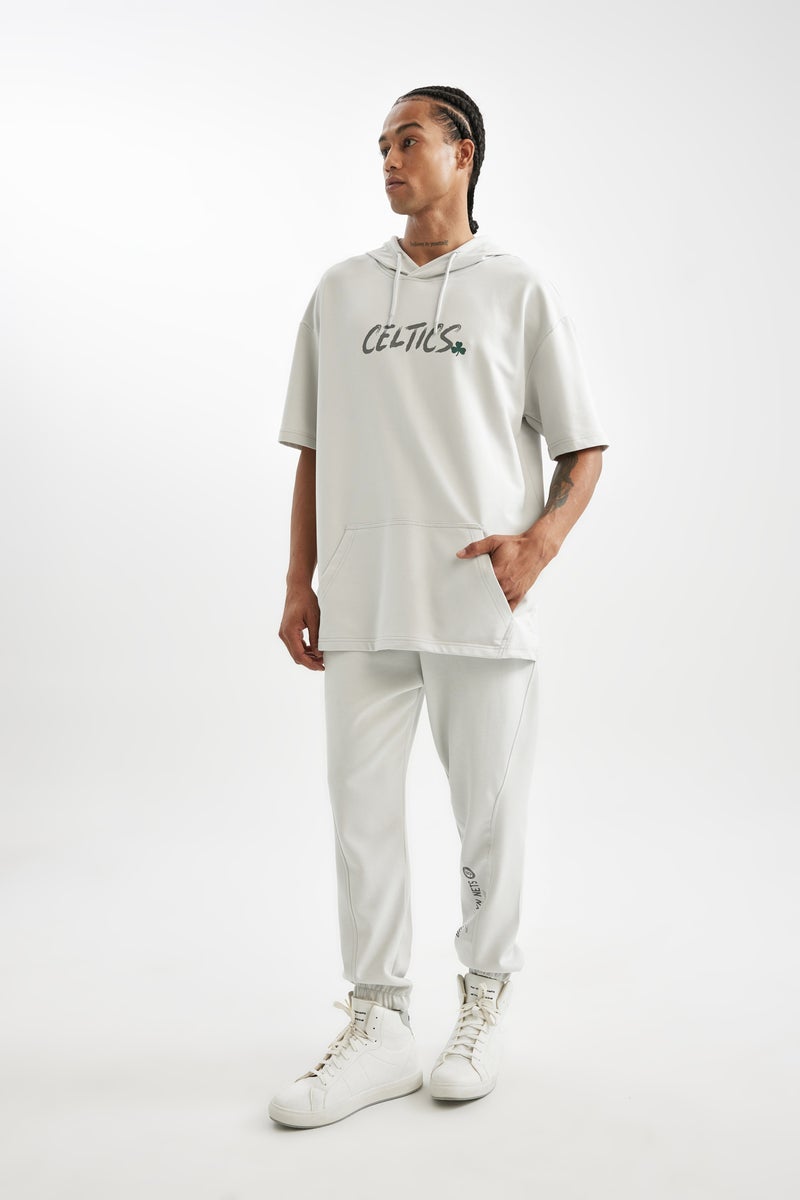 DeFacto Grey Man DeFactoFit NBA Brooklyn Nets Standard Fit Straight Leg Jogger Casual - Image 2