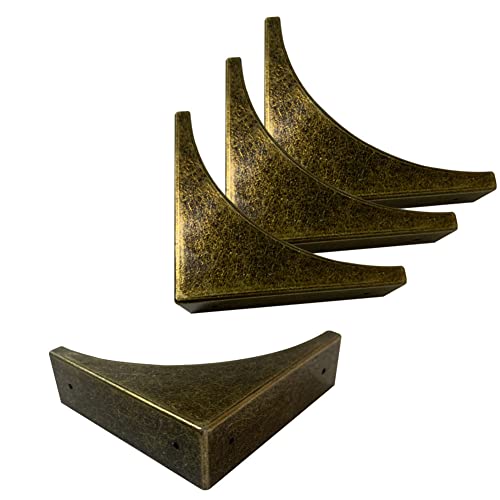 Sutfmwe Metal Corner Protector 4 Pcs - Decorative Corner Brackets for Furniture, Wood Box, Desks, Wooden Frame, Brass Zinc Alloy Table Corner Protectors (Retro Brass) - Image 1