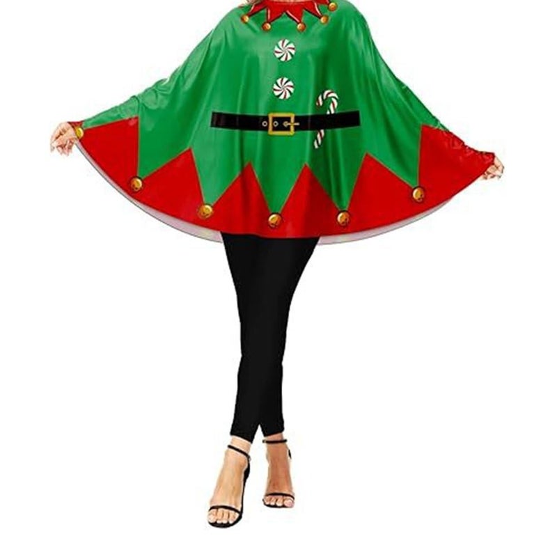 Vobumix Adult Christmas Cape for Women, Polyester Elf Shawl Cape for Xmas Party and Cosplay, 81 cm - Image 3