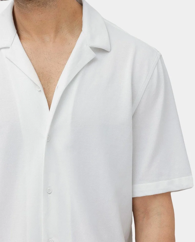 Rare Rabbit Men's Cuban Collar Knit Pique Shirt