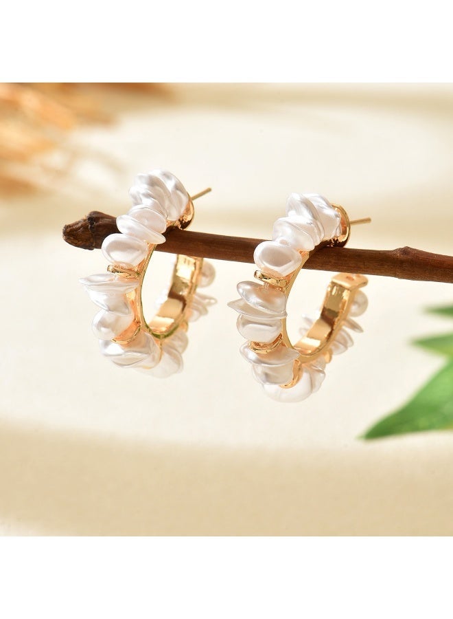 Ucanbe Vintage Irregular Pearl C-Shaped Ear Cuffs – Light Luxury Elegant Ear Accessories - Image 3