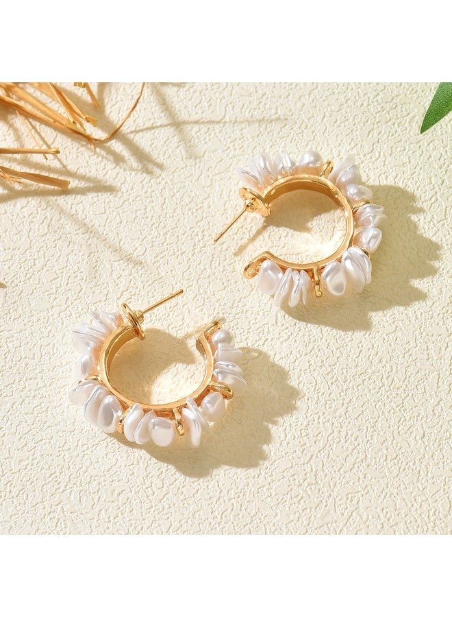 Ucanbe Vintage Irregular Pearl C-Shaped Ear Cuffs – Light Luxury Elegant Ear Accessories - Image 2