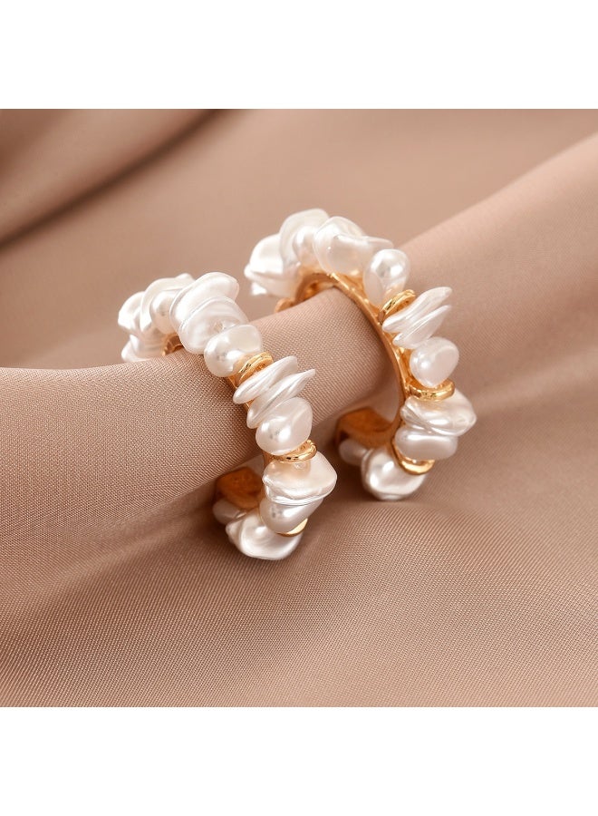 Ucanbe Vintage Irregular Pearl C-Shaped Ear Cuffs – Light Luxury Elegant Ear Accessories - Image 4