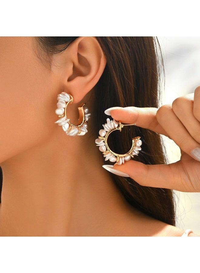 Ucanbe Vintage Irregular Pearl C-Shaped Ear Cuffs – Light Luxury Elegant Ear Accessories - Image 1