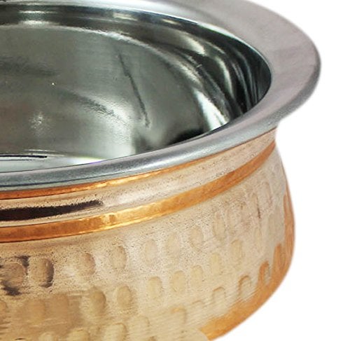 SKAVIJ Set of 2 - Copper Stainless Steel Tableware - Dishes Serving Bowl for Indian Food - Dia 5 Inches - Image 3