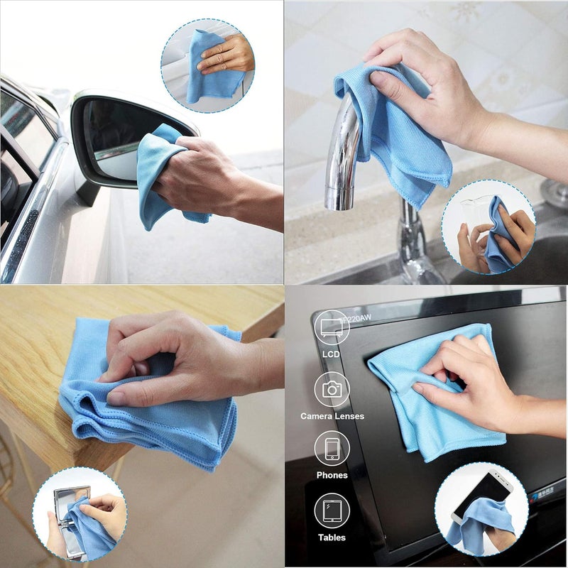 MUZOCT 8Pcs Microfiber Towel Cleaning Cloth Mop for Glass Windows Mirrors Home Kitchen Car (16“”x16“) Popular practical build - Image 4