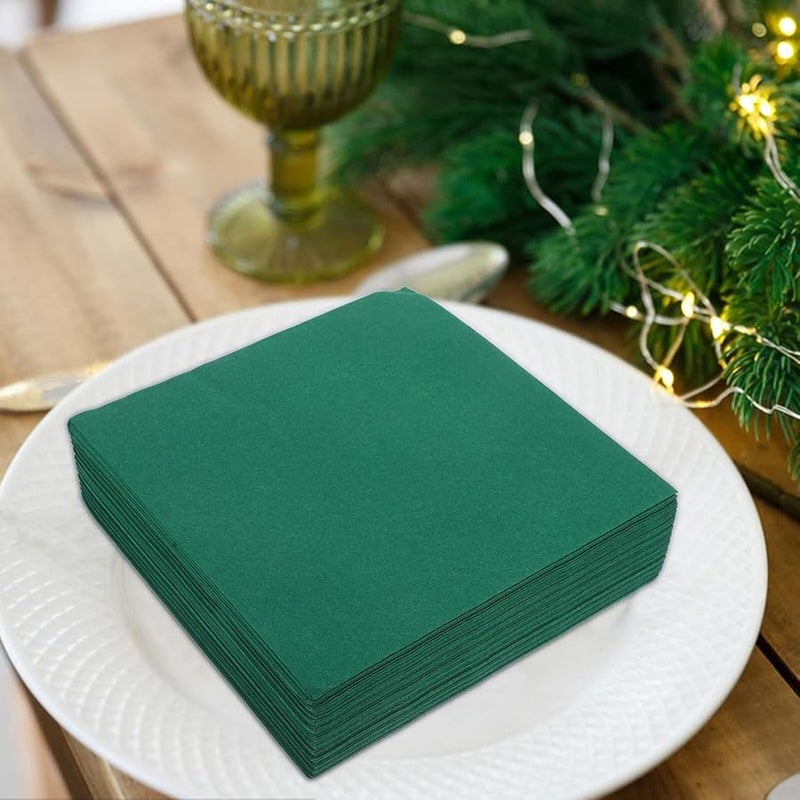 Dark Green Recyclable Paper Napkins 50 Pcs Thick Soft Absorbent for Parties Weddings Home - Image 5