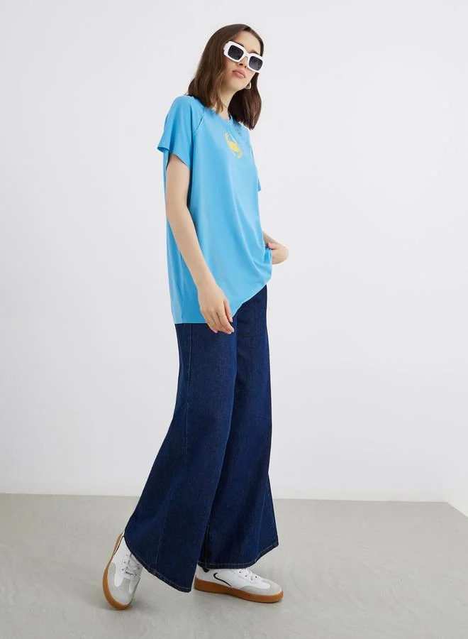 Take Two Graphic Print Round Neck Oversized T-Shirt