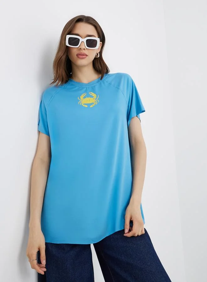 Take Two Graphic Print Round Neck Oversized T-Shirt