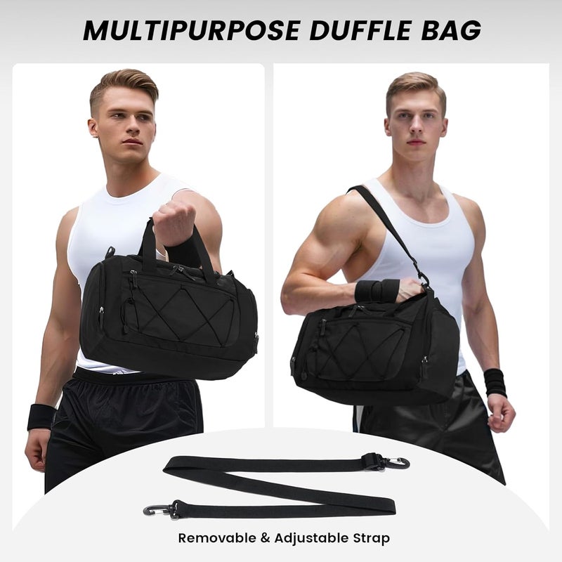Vorspack Gym Bag for Men - 15/18/21 Inches Duffle Bag for Travel Lightweight Duffel Bag Personal Item Travel Bag Weekender Bag for Travel Sports Gym, Black, 15 Inches - Image 4