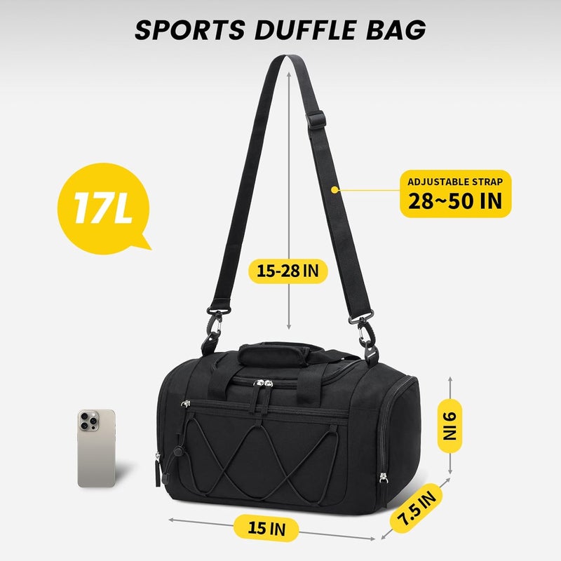 Vorspack Gym Bag for Men - 15/18/21 Inches Duffle Bag for Travel Lightweight Duffel Bag Personal Item Travel Bag Weekender Bag for Travel Sports Gym, Black, 15 Inches - Image 2