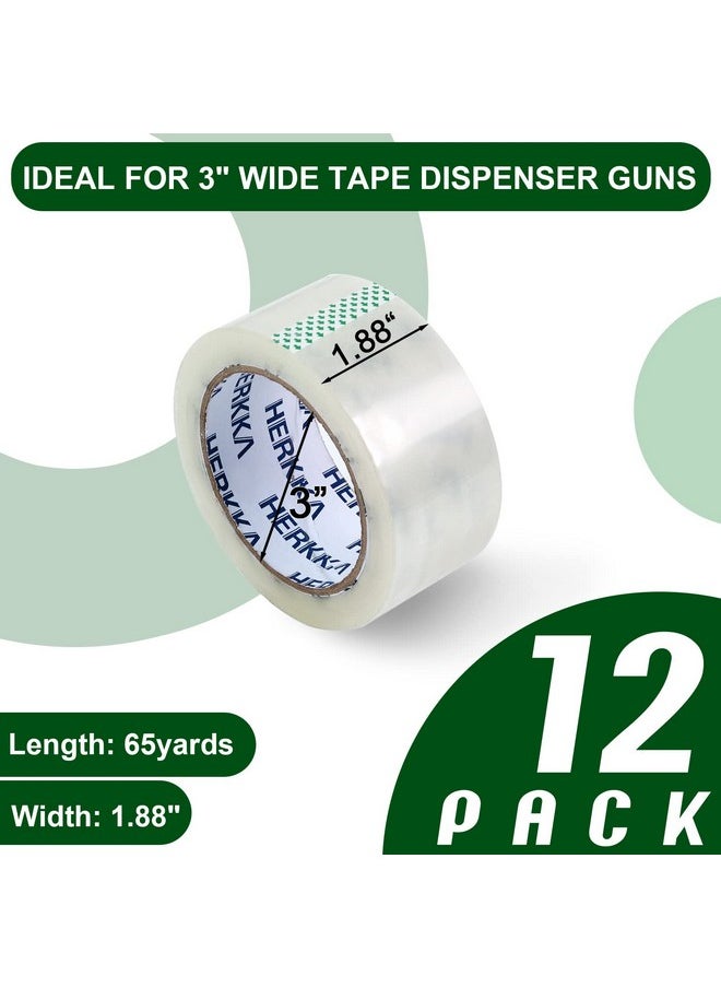 HERKKA Clear Packing Tape 12 Rolls Heavy Duty Packaging Tape For Shipping Packaging Moving Sealing Thicker Clear Packing Tape 1.88 Inches Wide 65 Yards Per Roll 780 Total Yards  - Image 3