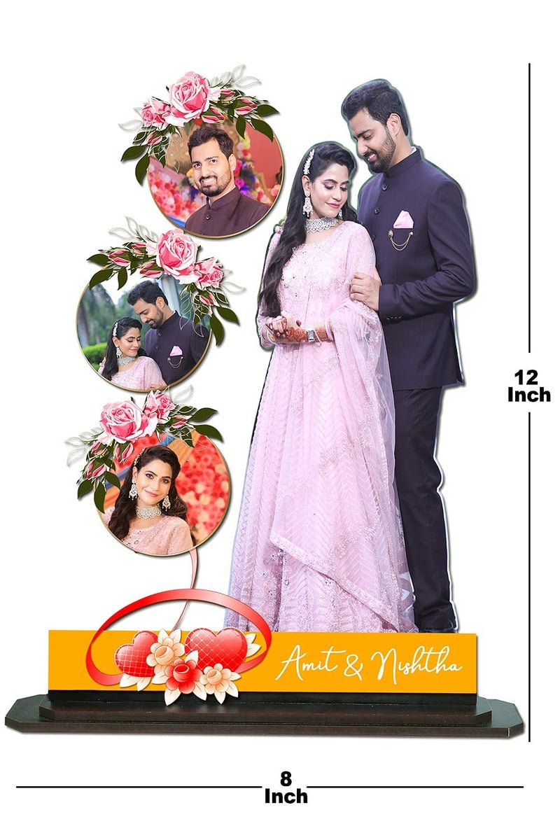 Inventoo Personalized Premium Gift Wooden Cutout Photo Frame Standy Customized Gift with Your Photos 9 x 11 inch - Image 2