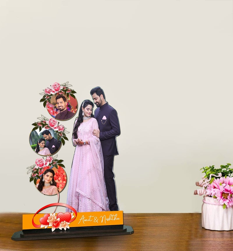 Inventoo Personalized Premium Gift Wooden Cutout Photo Frame Standy Customized Gift with Your Photos 9 x 11 inch - Image 3