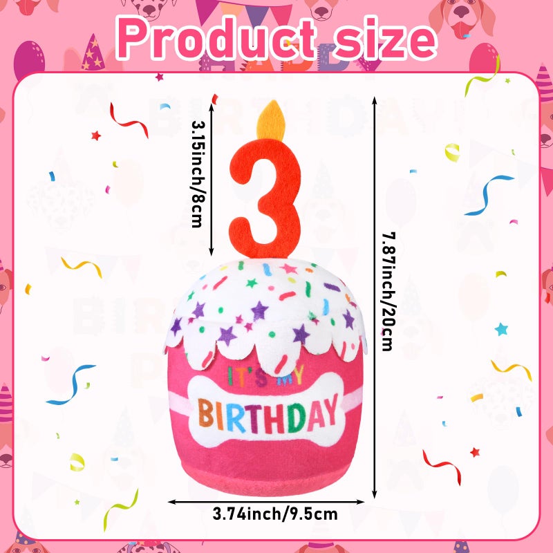 Dansydaisy Dog Birthday Cake Toy Accessories for Girl Boy Gifts, Squeaky Plush Toy for Dog Birthday Party Decor Favor for Large, Medium and Small Dogs(3rd,Pink) - Image 3
