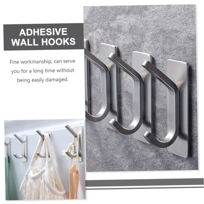 Stainless Steel Self Adhesive Wall Hooks 6 Pack for Coats Hats Strong No Drill Door Bathroom Kitchen Closet Storage - Image 4