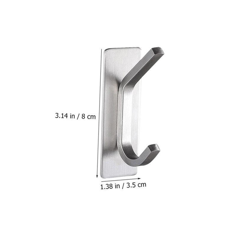 Stainless Steel Self Adhesive Wall Hooks 6 Pack for Coats Hats Strong No Drill Door Bathroom Kitchen Closet Storage - Image 3