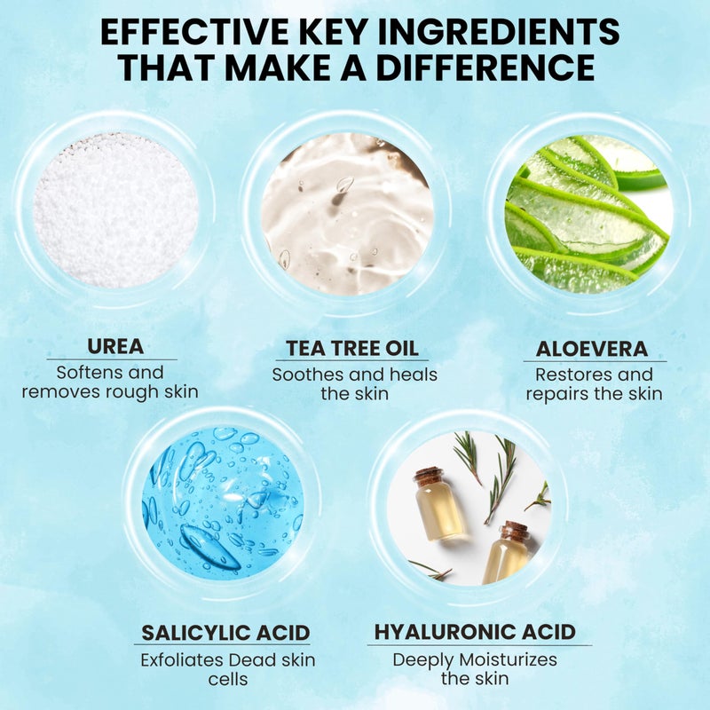 urea labs كريم يوريا 42% + حمض الساليسيليك 2% – أقصى قوة لإصلاح القدم والجلد | تقشير عميق وترطيب للكعوب المتشققة، القدمين الجافتين، الجلد الخشن وإزالة الكالو (4 أونصات) - Image 4