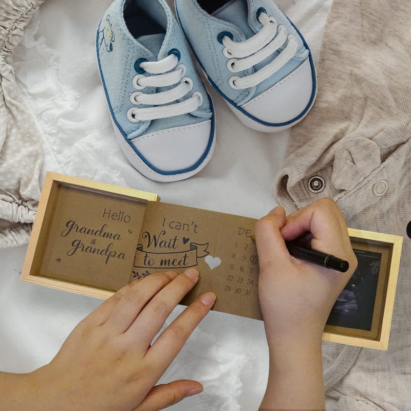 Hamuiers Pregnancy Announcement For Grandparents  Baby Announcement Ideas Sonogram Picture Frame Wooden Keepsake Box  First Time Grandparents Gift - Image 3