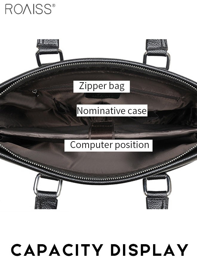 roaiss 2-Piece Business Pu Leather Briefcase Removable And Adjustable Shoulder Strap Business Computer Handbag +Zippered Pu Leather Wallet  - Image 5