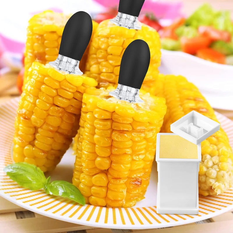 AUGSUN 18Pcs/9Pairs Black Corn Holders, Stainless Steel Corn Cob Holders Corn on The Cob BBQ Fork Skewers with Butter Spreader for Home Cooking Parties Camping - Image 3