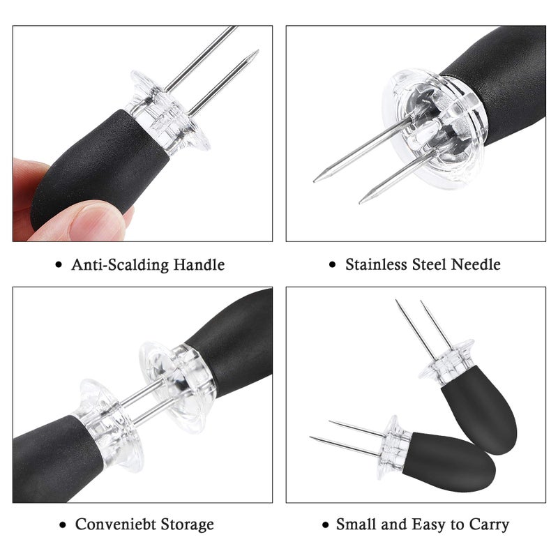 AUGSUN 18Pcs/9Pairs Black Corn Holders, Stainless Steel Corn Cob Holders Corn on The Cob BBQ Fork Skewers with Butter Spreader for Home Cooking Parties Camping - Image 4