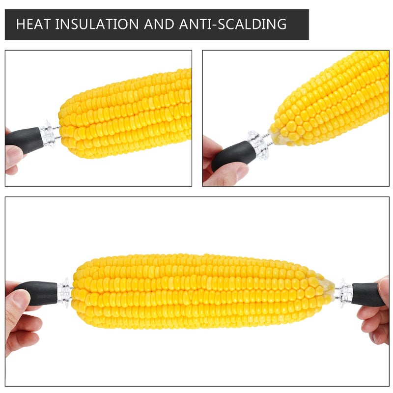 AUGSUN 18Pcs/9Pairs Black Corn Holders, Stainless Steel Corn Cob Holders Corn on The Cob BBQ Fork Skewers with Butter Spreader for Home Cooking Parties Camping - Image 5