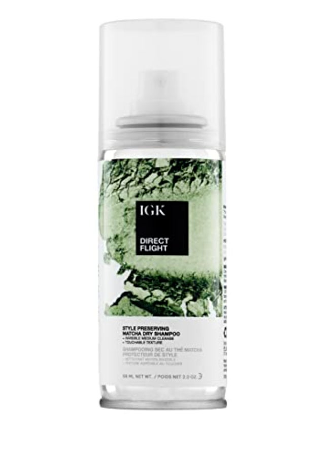 IGK DIRECT FLIGHT MultiTasking Matcha Dry Shampoo Travel Light Cleanse Style Preserving Vegan Cruelty Free 2 Oz - Image 1