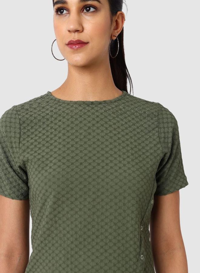 مرفوعة بلوزة غير متماثلة بنسيج محبوك - Image 3