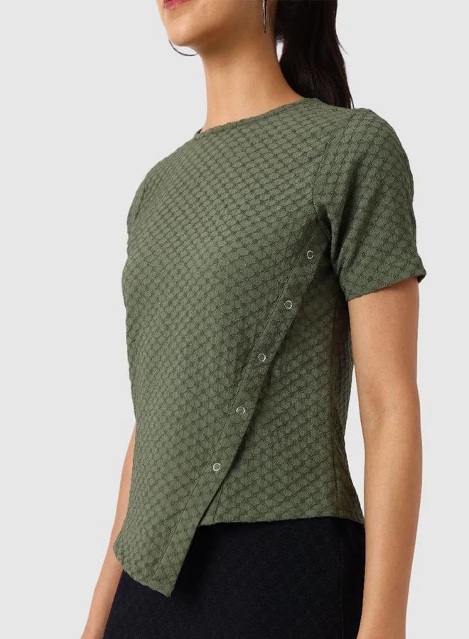 Freehand  Freehand Women Green Textured Asymmetrical Top for Women | Best Price UAE