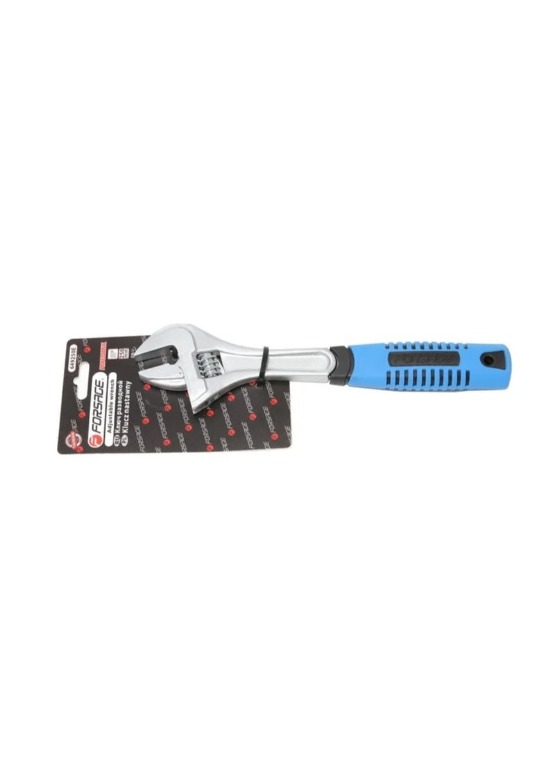 Adjustable wrench, with rubber handle 10"-250mm (grip 30mm), in blister